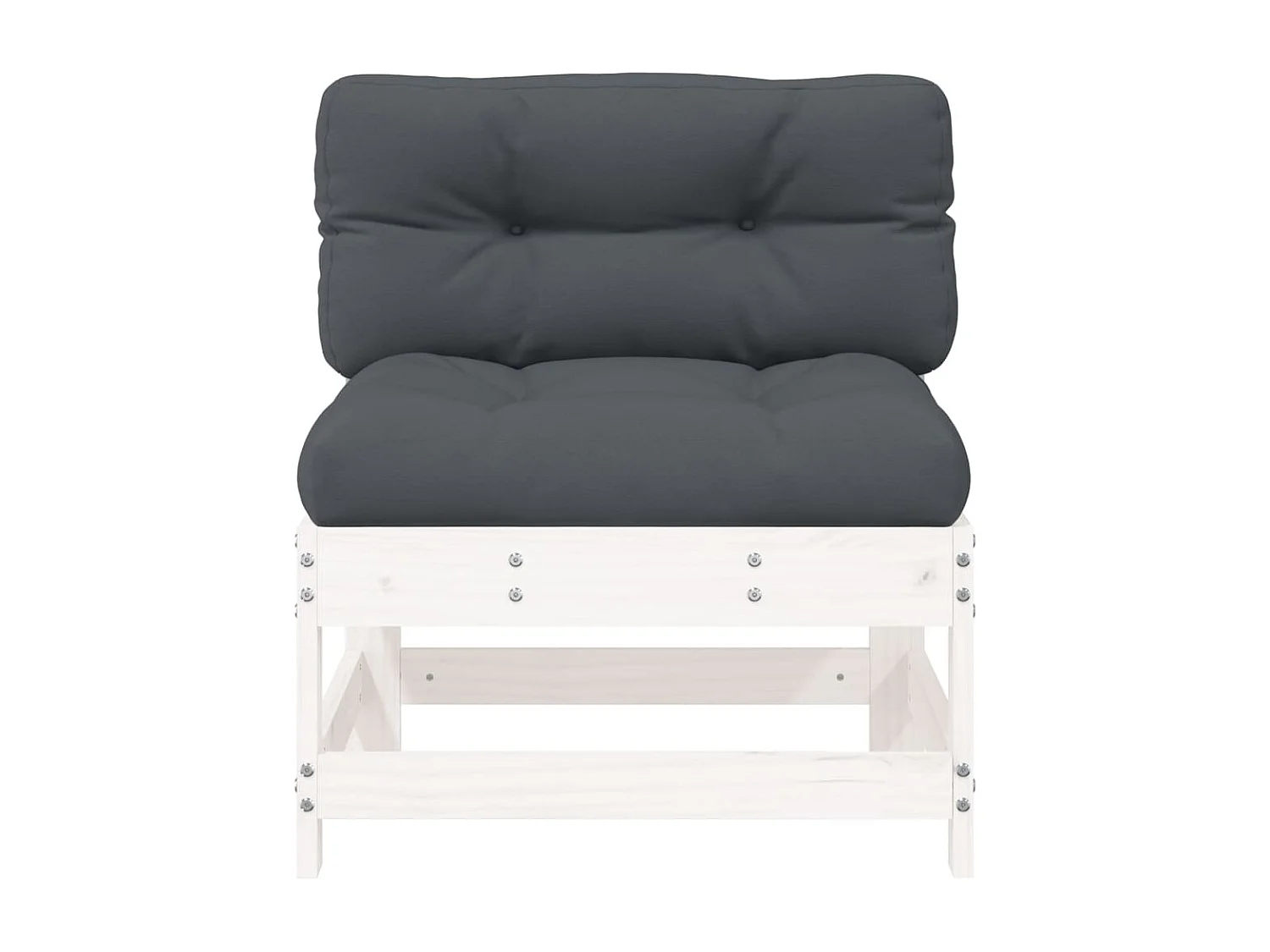 Mittelsofas mit Kissen 2 Stk. Weiß Massivholz Kiefer