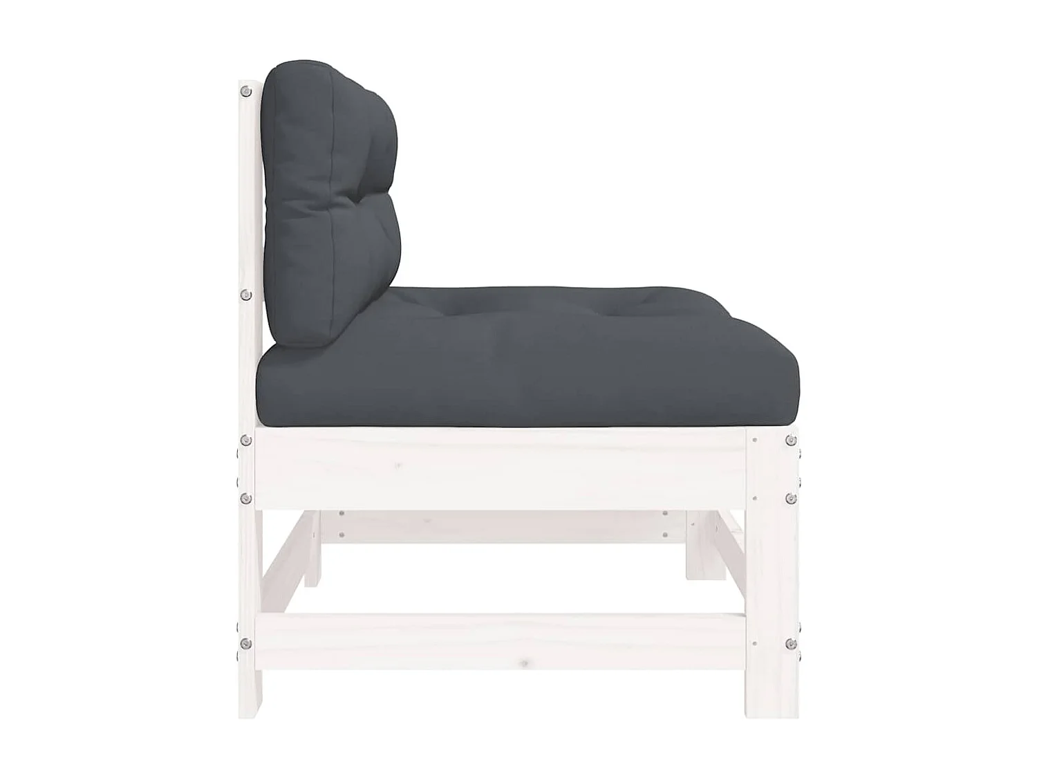 Mittelsofas mit Kissen 2 Stk. Weiß Massivholz Kiefer