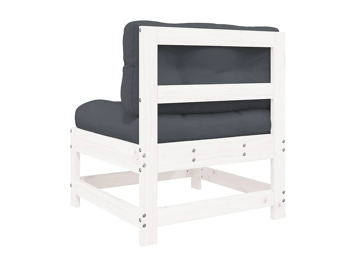 Mittelsofas mit Kissen 2 Stk. Weiß Massivholz Kiefer