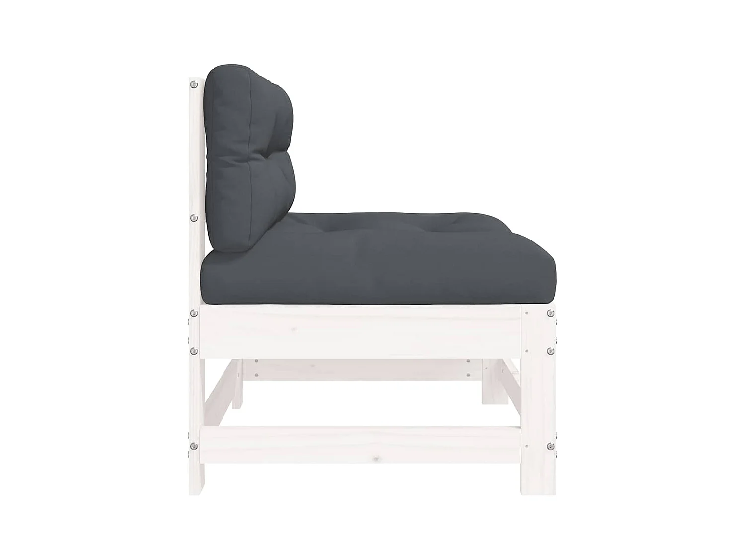 Canapés centraux avec coussins 2 pcs blanc bois de pin massif