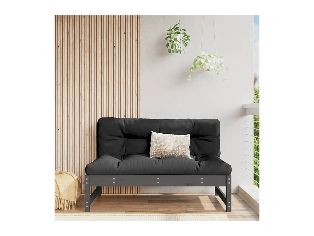 Garten-Mittelsofa Grau 120x80 cm Massivholz Kiefer