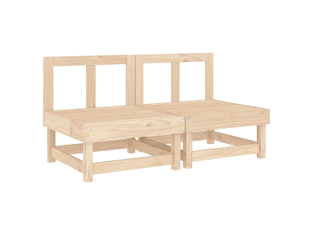 Divani Centrali da Giardino 2 pz in Legno Massello di Pino