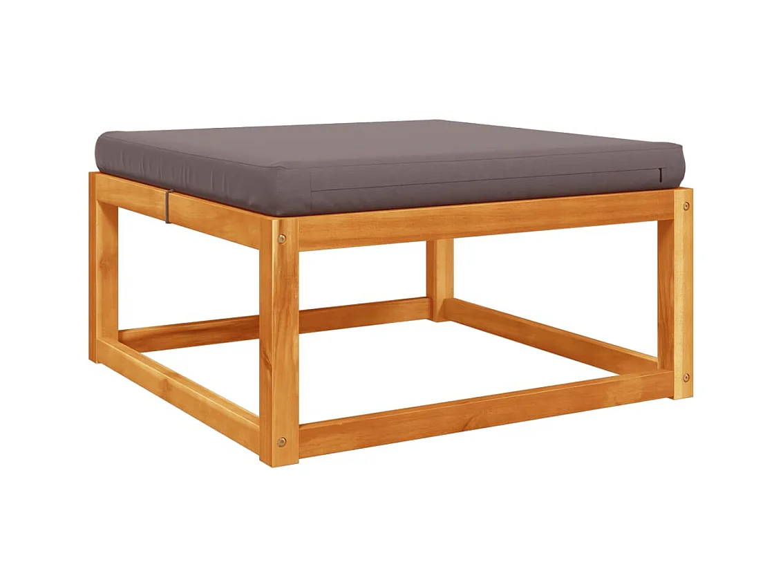 Repose-pied de jardin avec coussins bois massif d'acacia