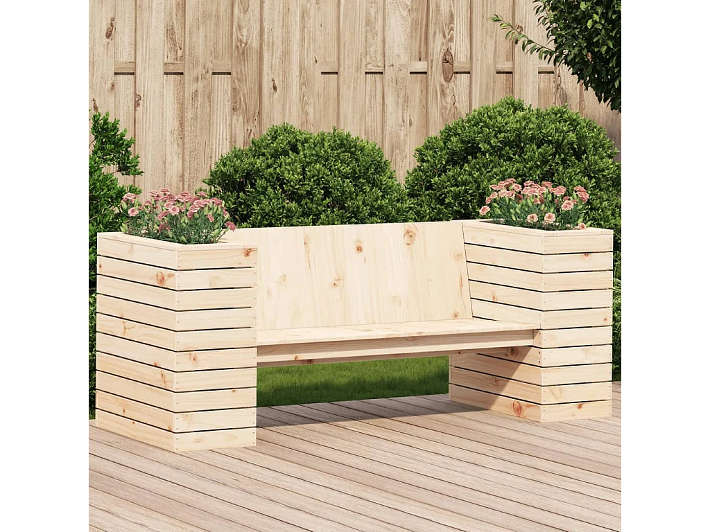 Panchina con Fioriera 167,5x60x65 cm in Legno Massello di Pino