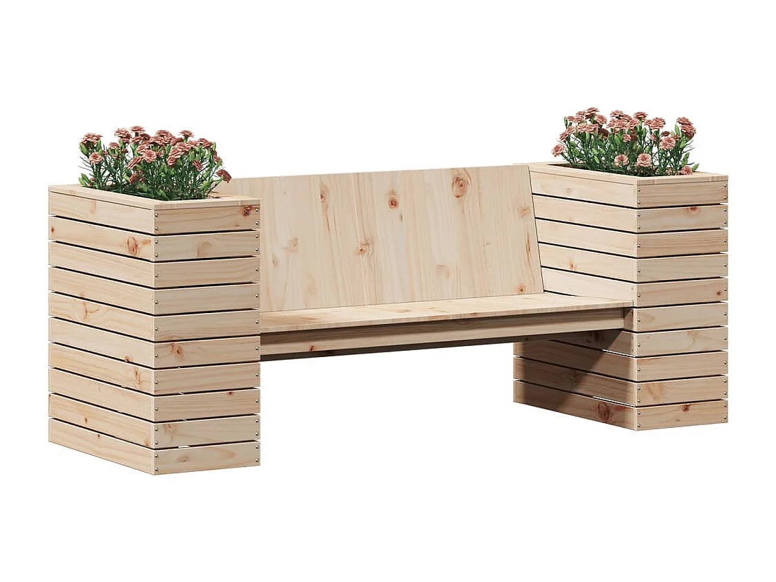 Panchina con Fioriera 167,5x60x65 cm in Legno Massello di Pino