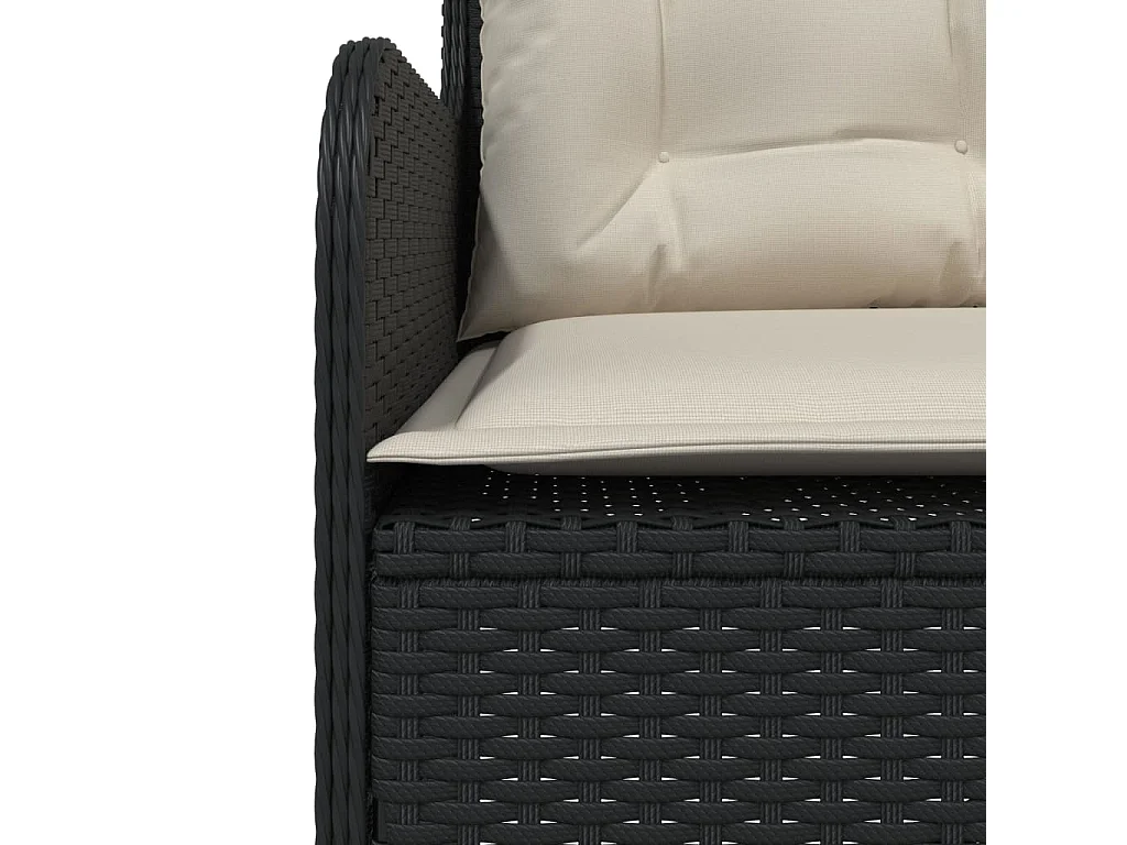 Tuinbank met kussens L-vormig poly rattan zwart