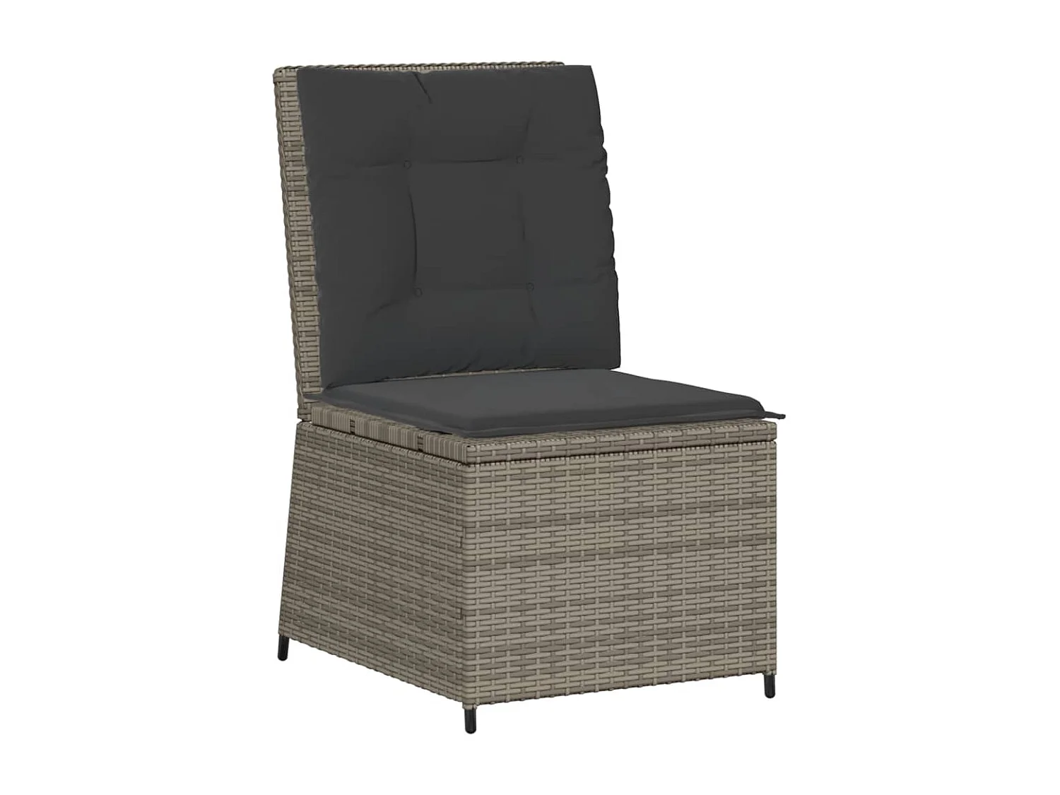 Canapé inclinable de jardin avec coussins gris résine tressée