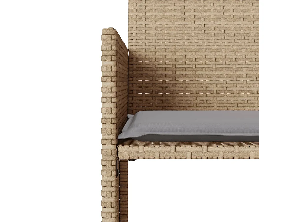 Divano Giardino 2 Posti con Tavolo e Sgabelli Beige Polyrattan