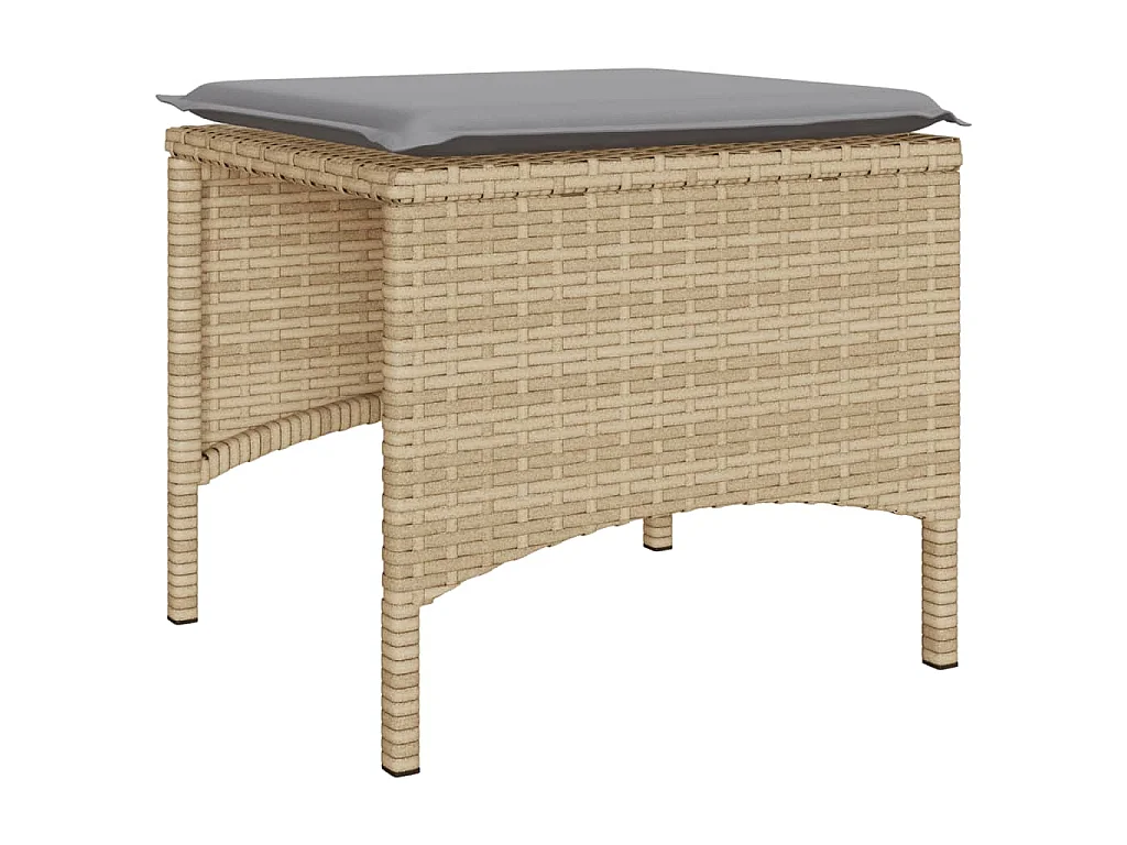 Divano Giardino 2 Posti con Tavolo e Sgabelli Beige Polyrattan