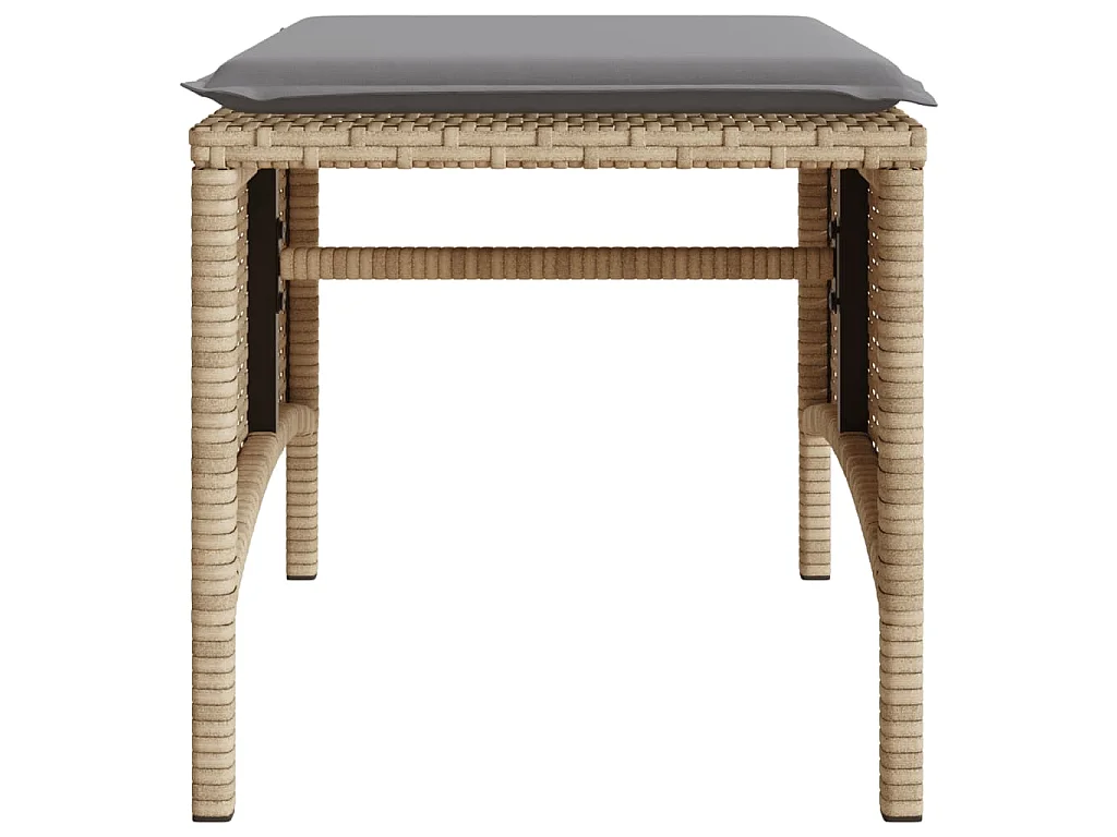 Divano Giardino 2 Posti con Tavolo e Sgabelli Beige Polyrattan