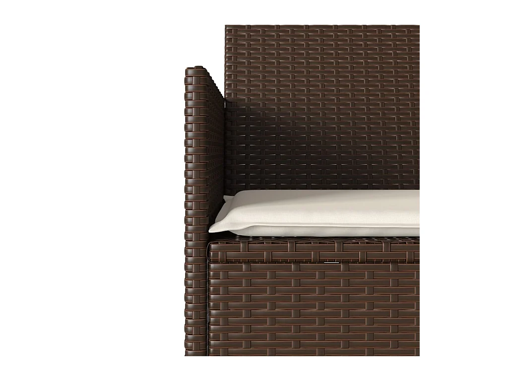 Tuinbank 2-zits met tafel en kussens poly rattan bruin