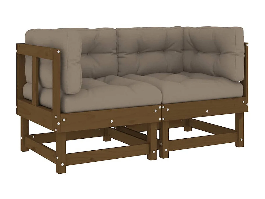 Sofás de canto com almofadões 2 pcs pinho maciço castanho-mel