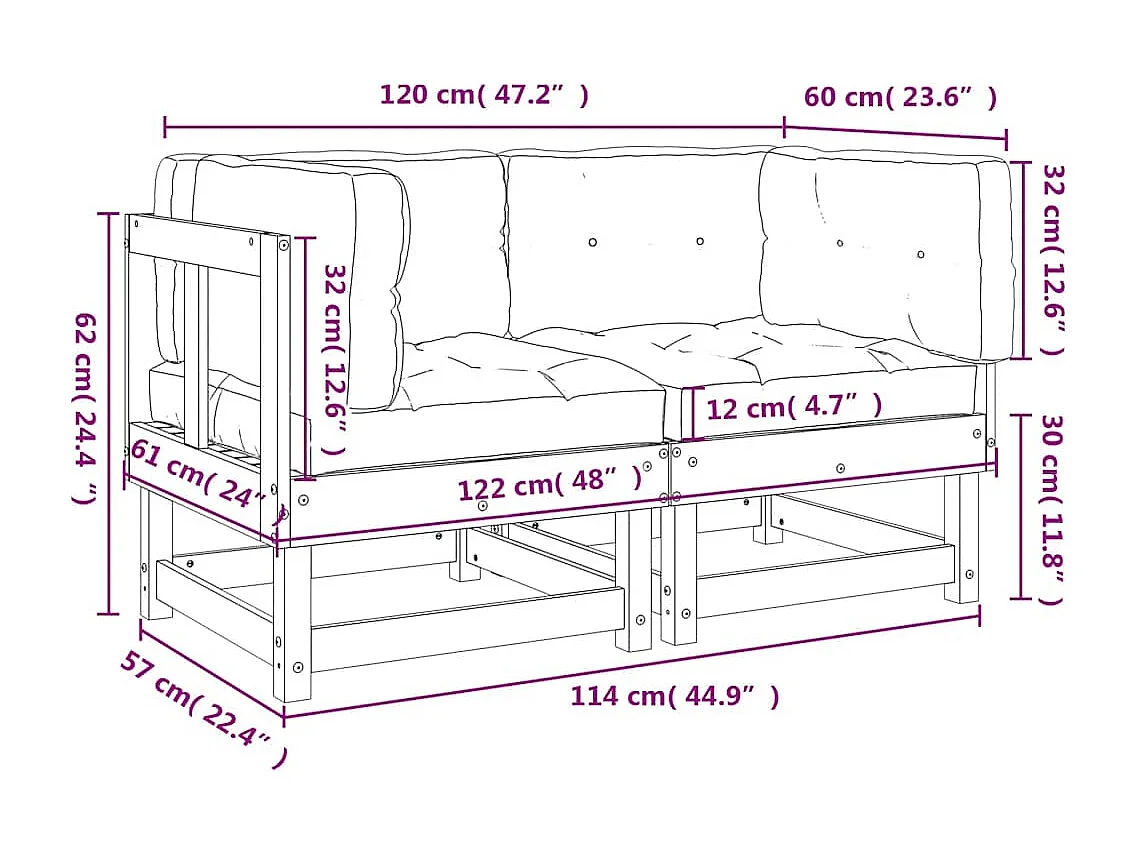 Sofás de canto com almofadões 2 pcs pinho maciço castanho-mel