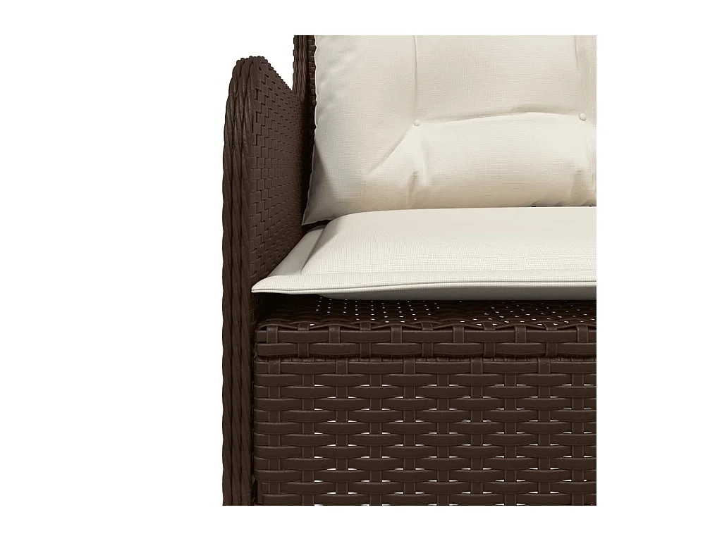 Tuinbank met kussens L-vormig poly rattan bruin