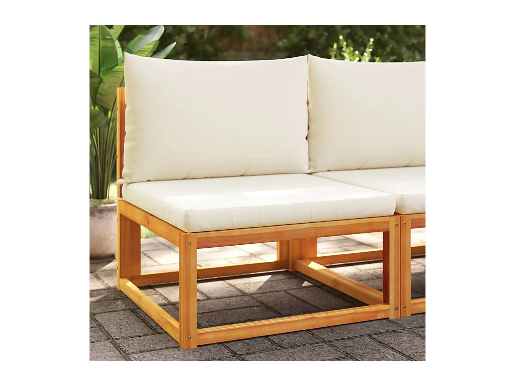 Canapé de jardin sans accoudoirs avec coussins en bois d'acacia et corde