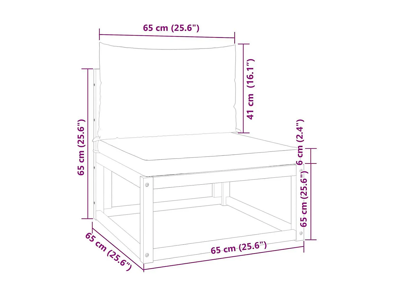 Tuinbank zonder armleuningen met kussens acaciahout & touw