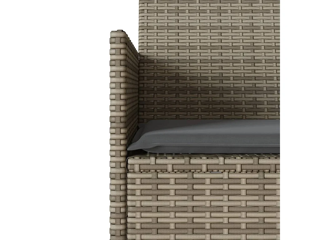 Tuinbank 2-zits met tafel en kussens poly rattan grijs