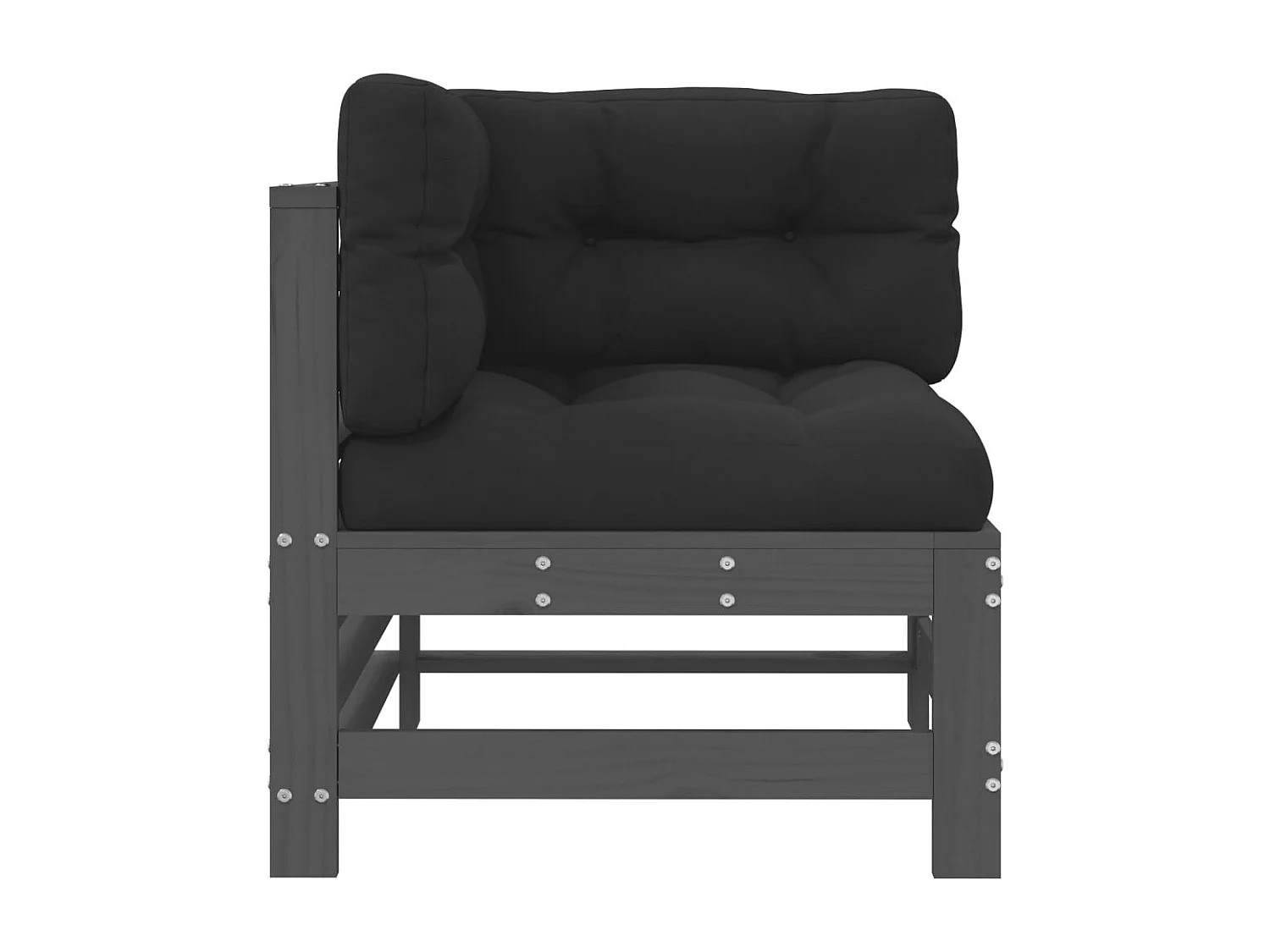 Canapés d'angle avec coussins 2 pcs gris bois de pin massif