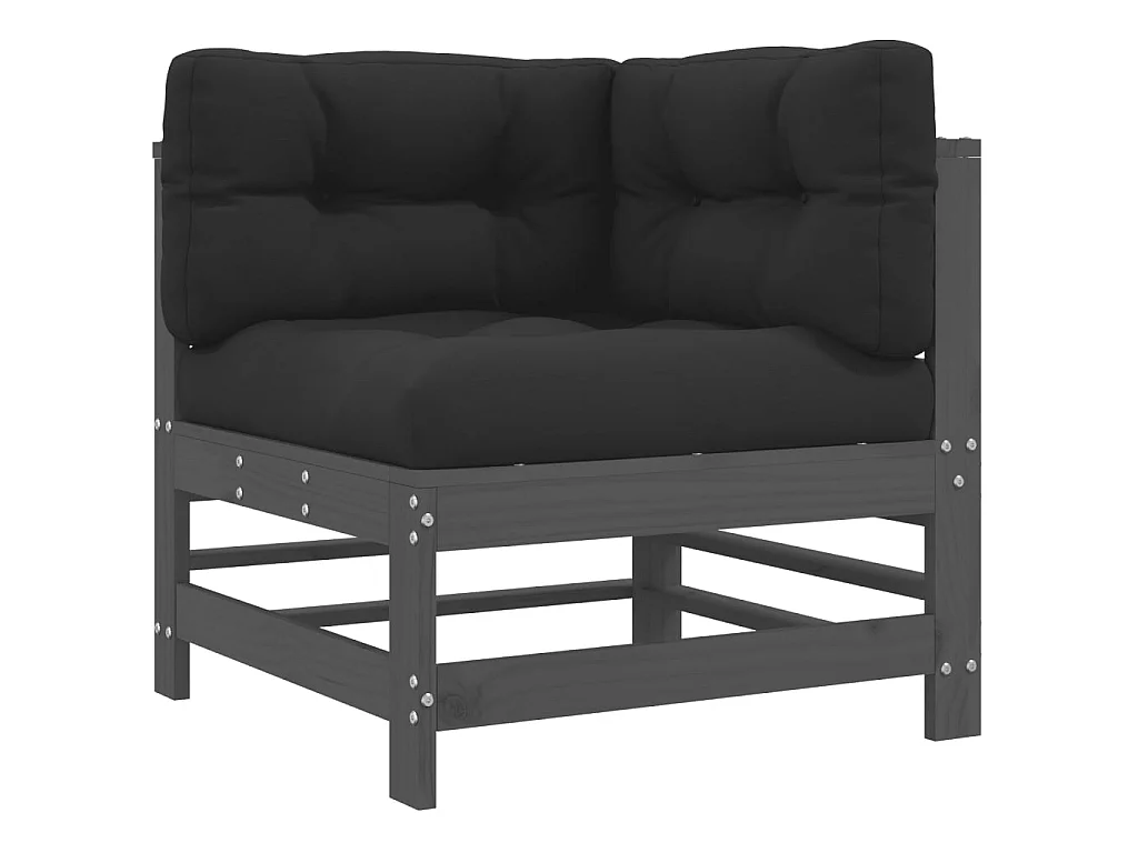 Hoekbanken 2 st met kussens massief grenenhout grijs