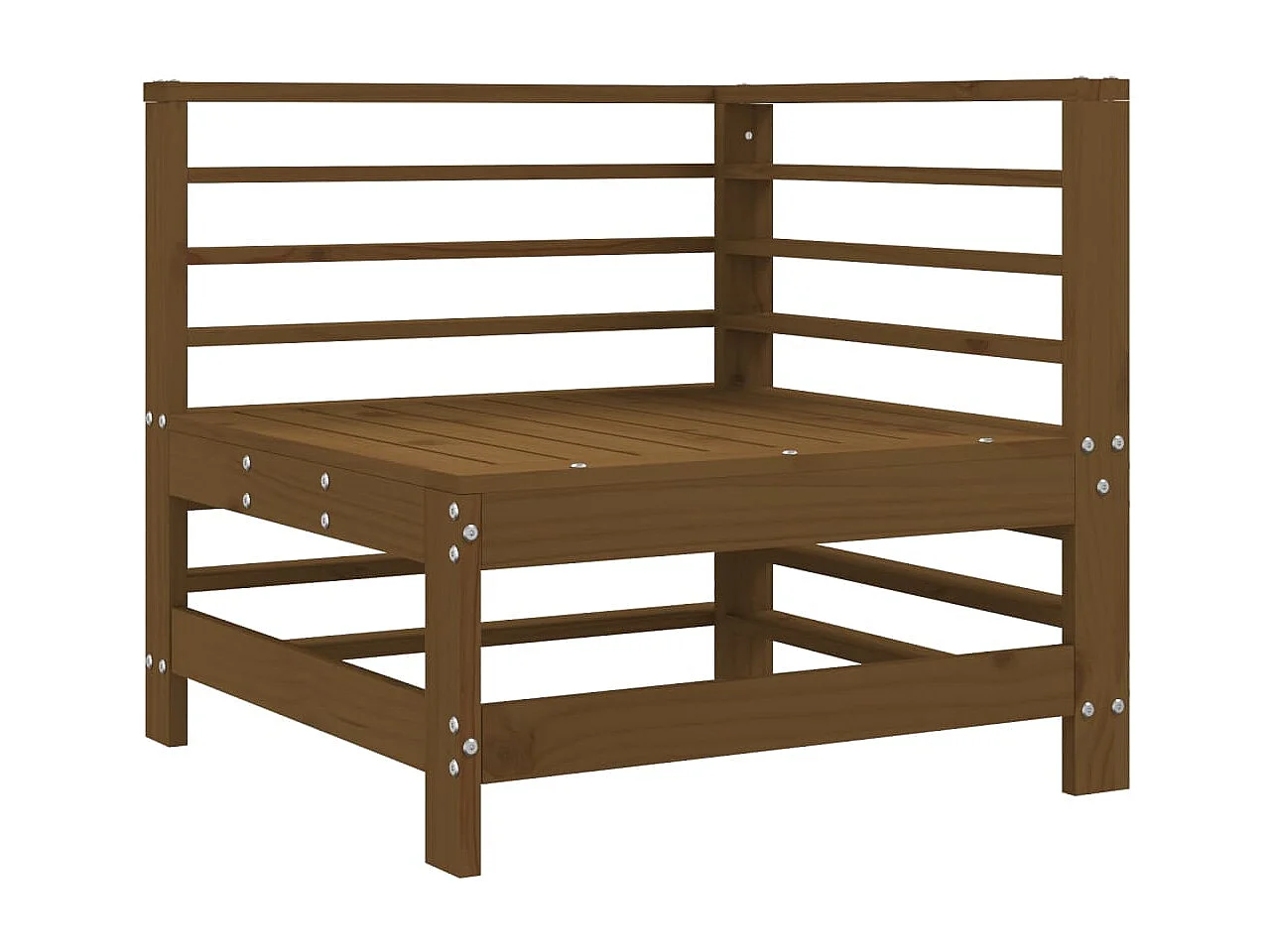 Divano Angolare con Cuscini Marrone Ambra Legno Massello Pino