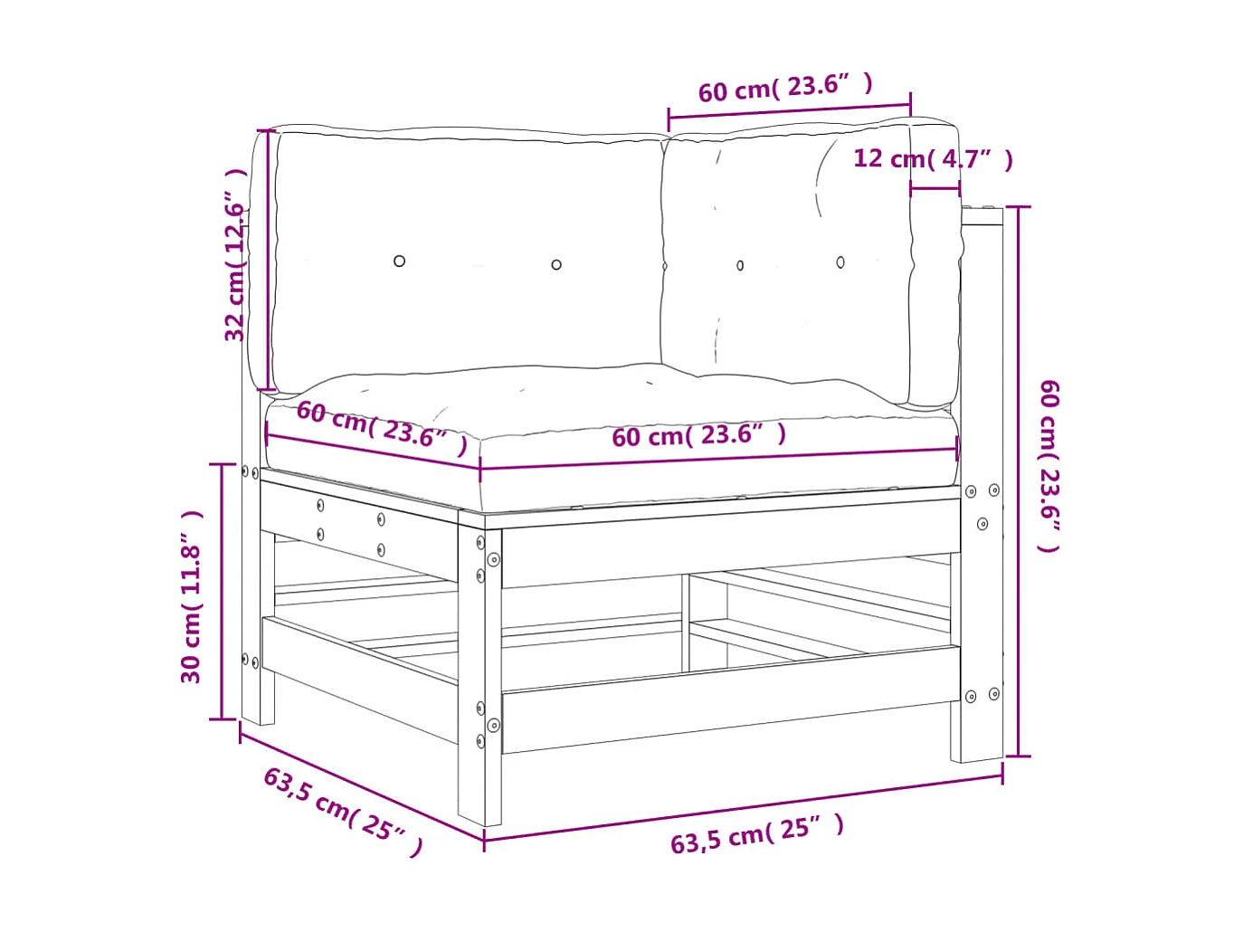 Divano Angolare con Cuscini Marrone Ambra Legno Massello Pino