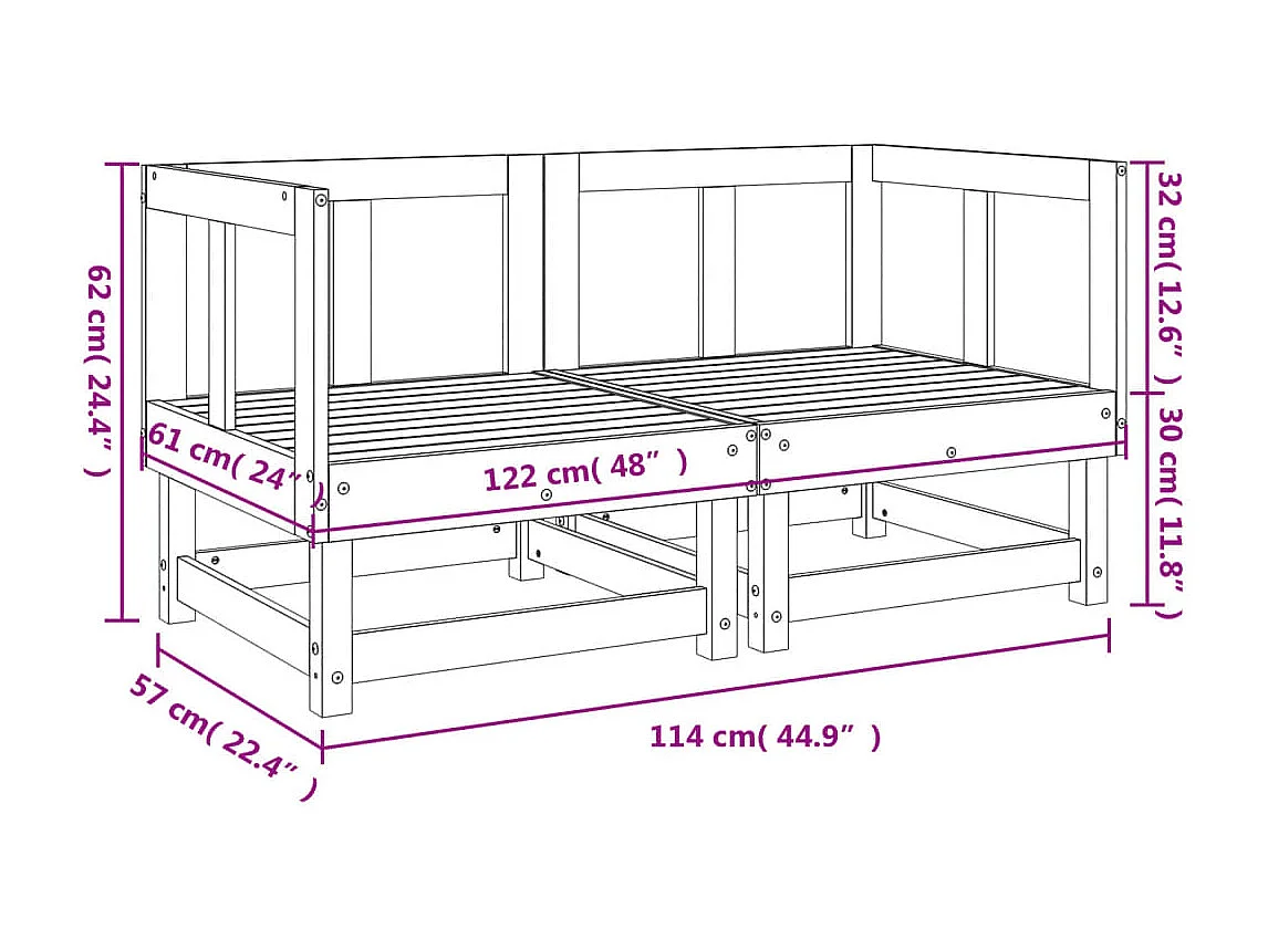 Canapés d'angle de jardin 2 pcs bois massif douglas