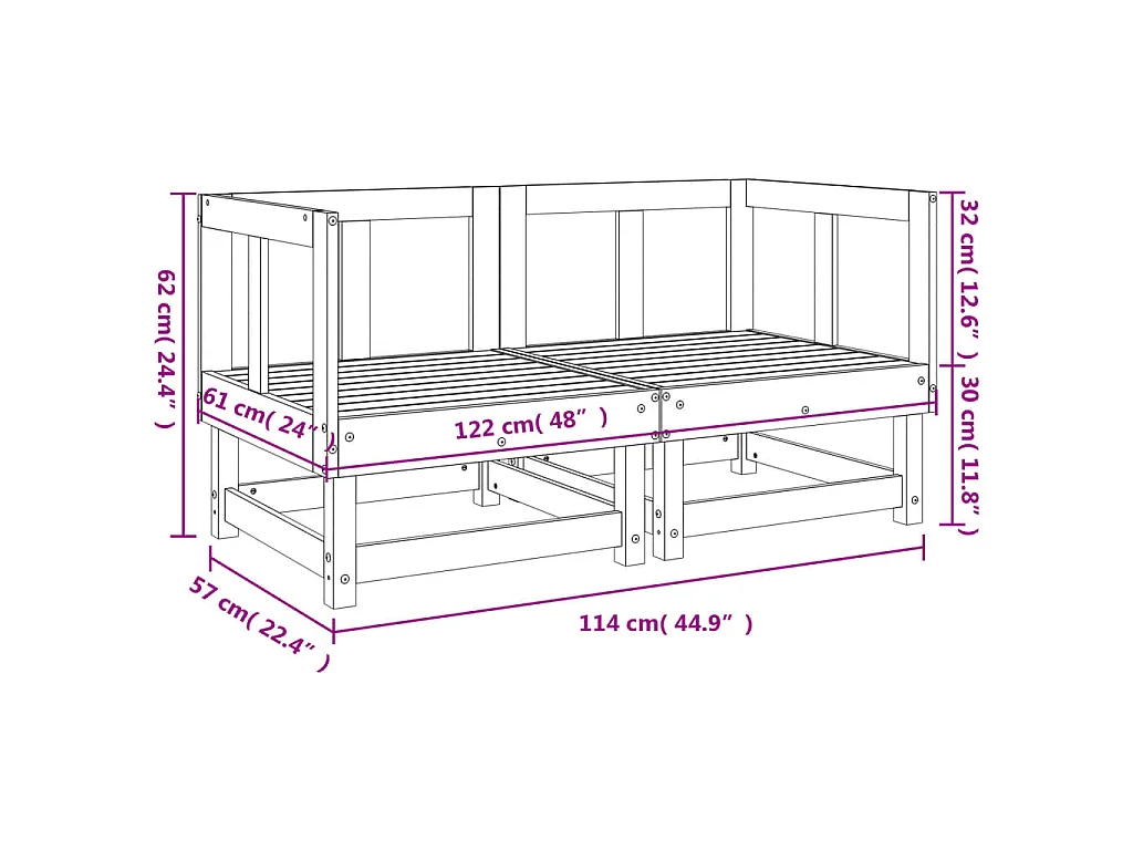Garten-Ecksofas 2 Stk. Massivholz Douglasie