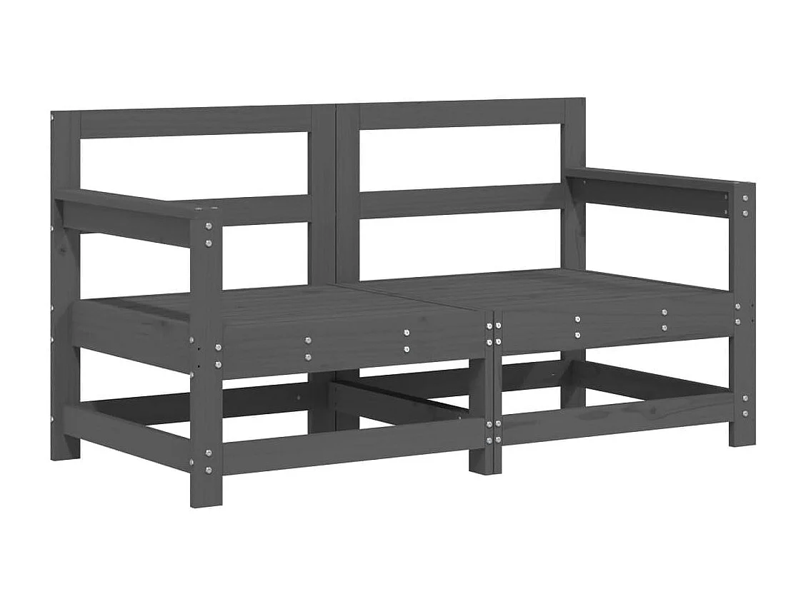 Garten-Ecksofas 2 Stk. Grau Massivholz Kiefer