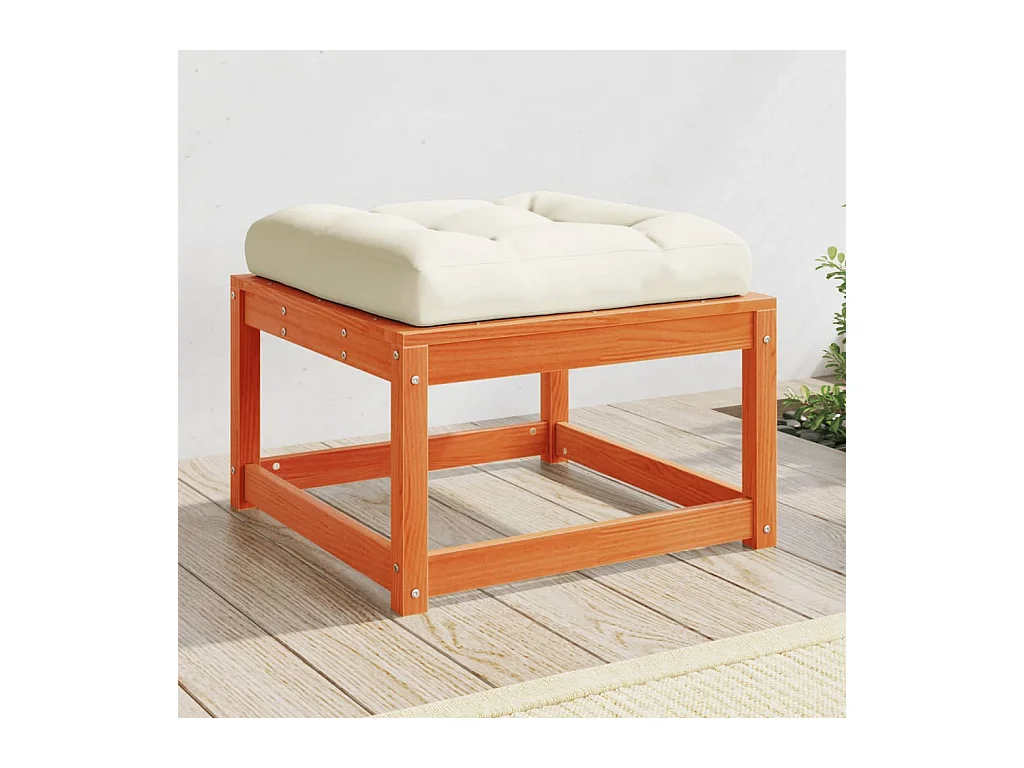 Repose-pied de jardin avec coussins bois massif de pin