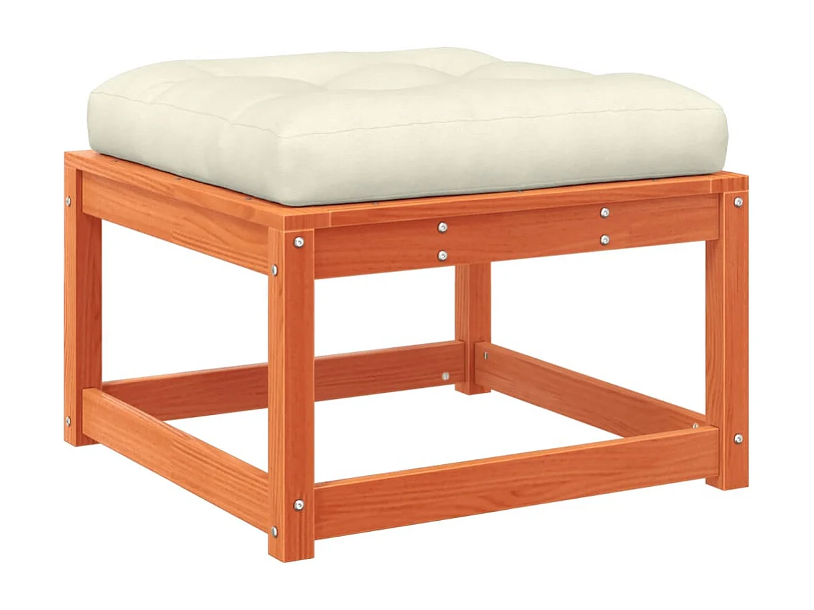 Repose-pied de jardin avec coussins bois massif de pin