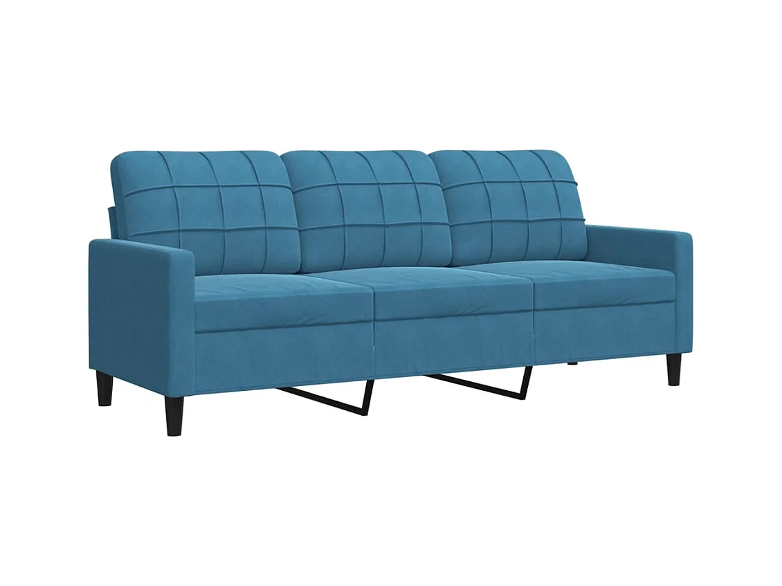 Ensemble de canapés 2pcs et coussins et traversins bleu velours