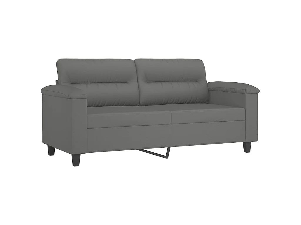 3 pcs conjunto sofás c/ almofadas microfibra cinza-escuro