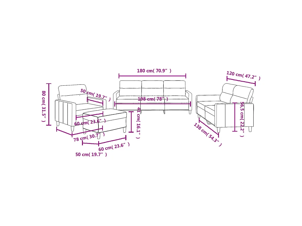 Ensemble de canapés 4 pcs avec coussins Noir Tissu
