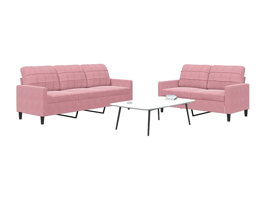 2-delige Loungeset met kussens fluweel roze
