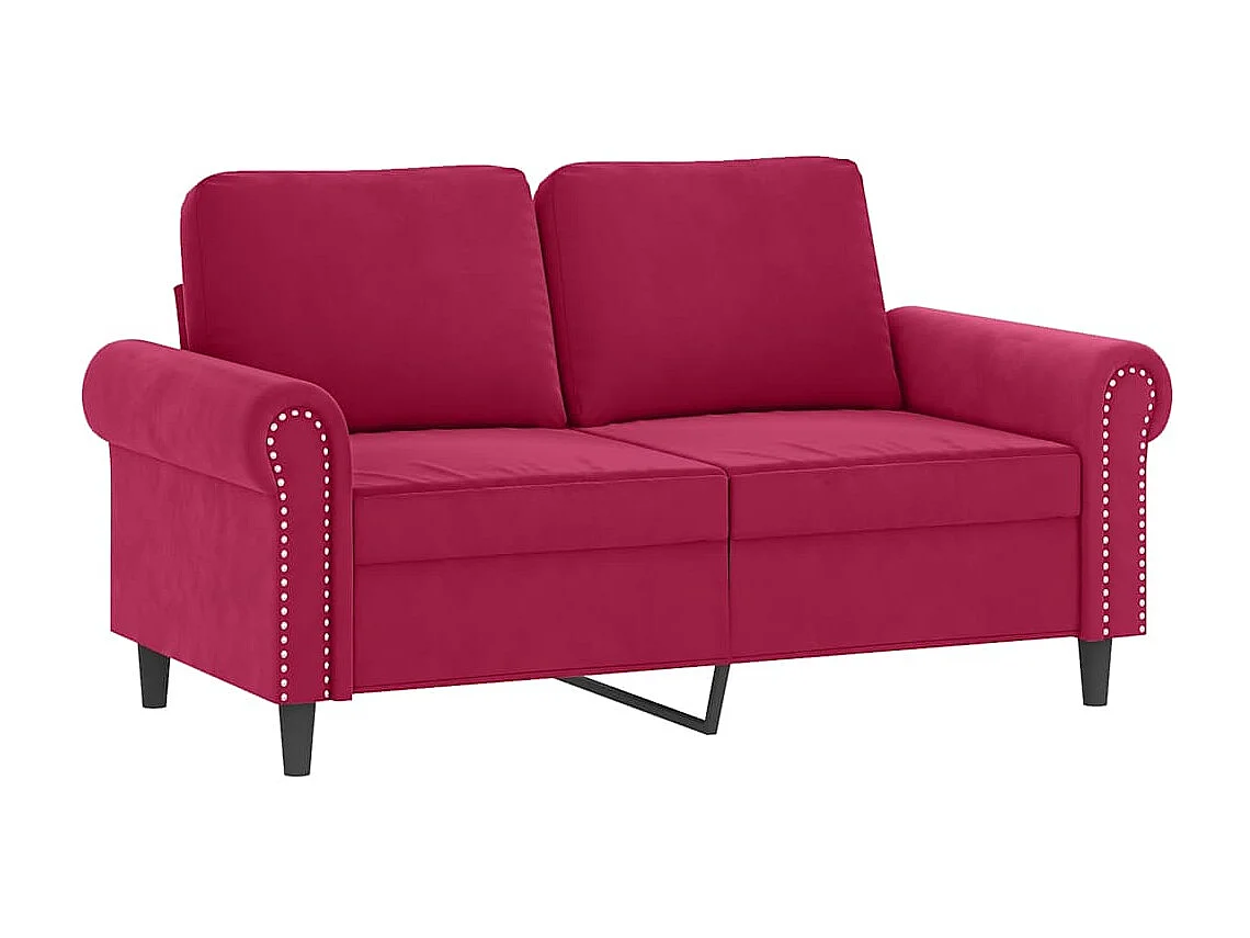 Ensemble de canapés 4 pcs avec coussins rouge bordeaux velours