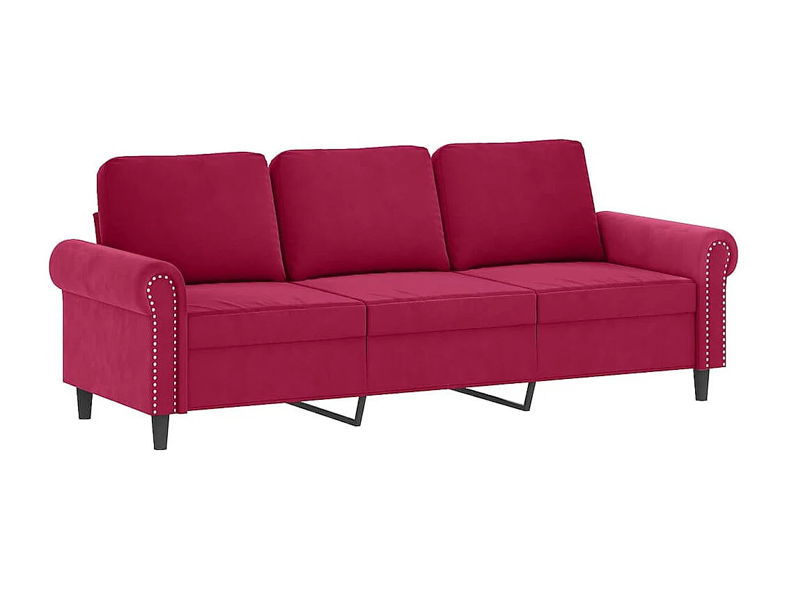 Ensemble de canapés 4 pcs avec coussins rouge bordeaux velours