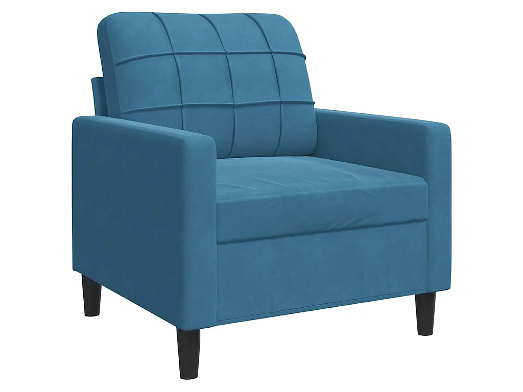 4-tlg. Sofagarnitur mit Kissen und Nackenrollen Blau Samt