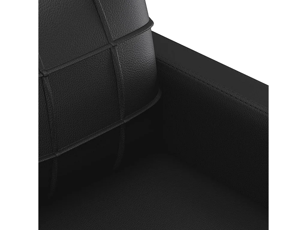 3 pcs conjunto de sofás com almofadões couro artificial preto