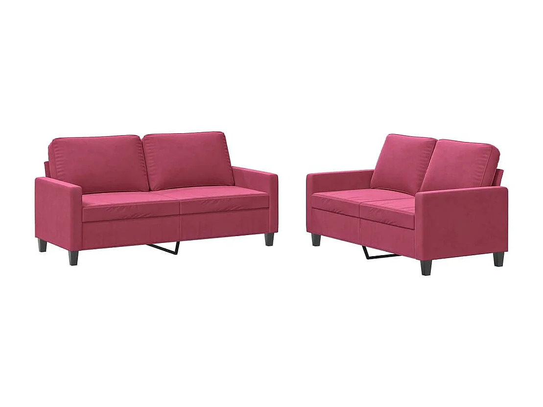 2-delige Loungeset met kussens fluweel wijnrood