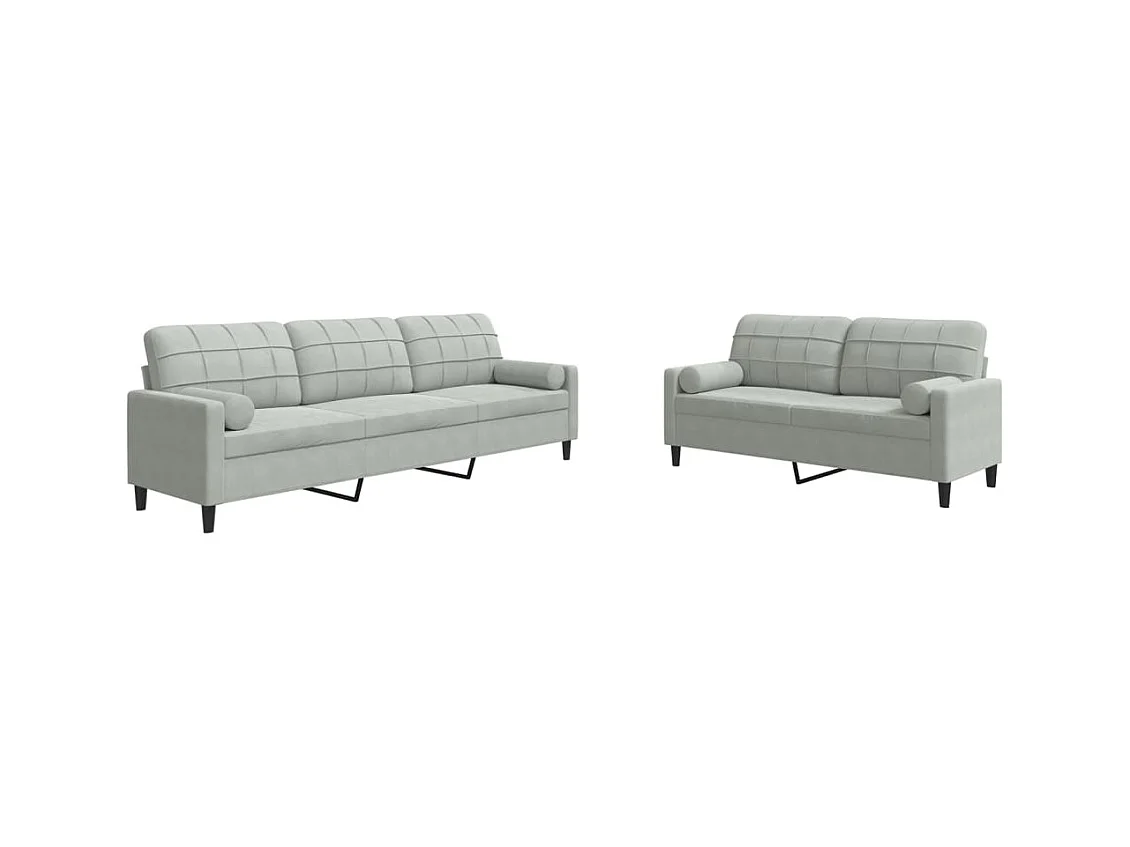 Ensemble de canapés 2 pcs et coussins et traversins velours