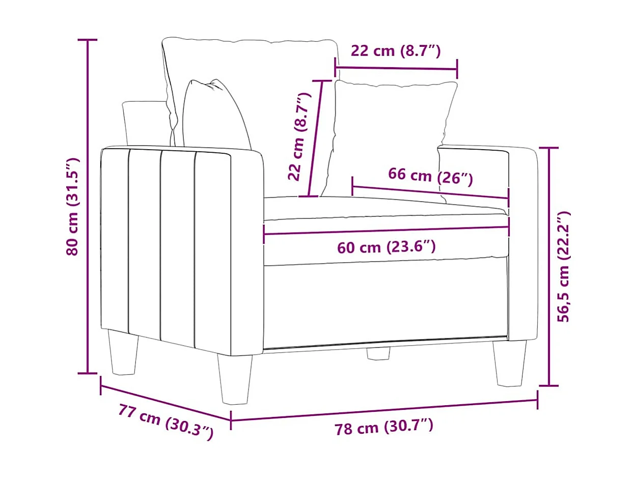 Sessel Dunkelgrau 60 cm Stoff