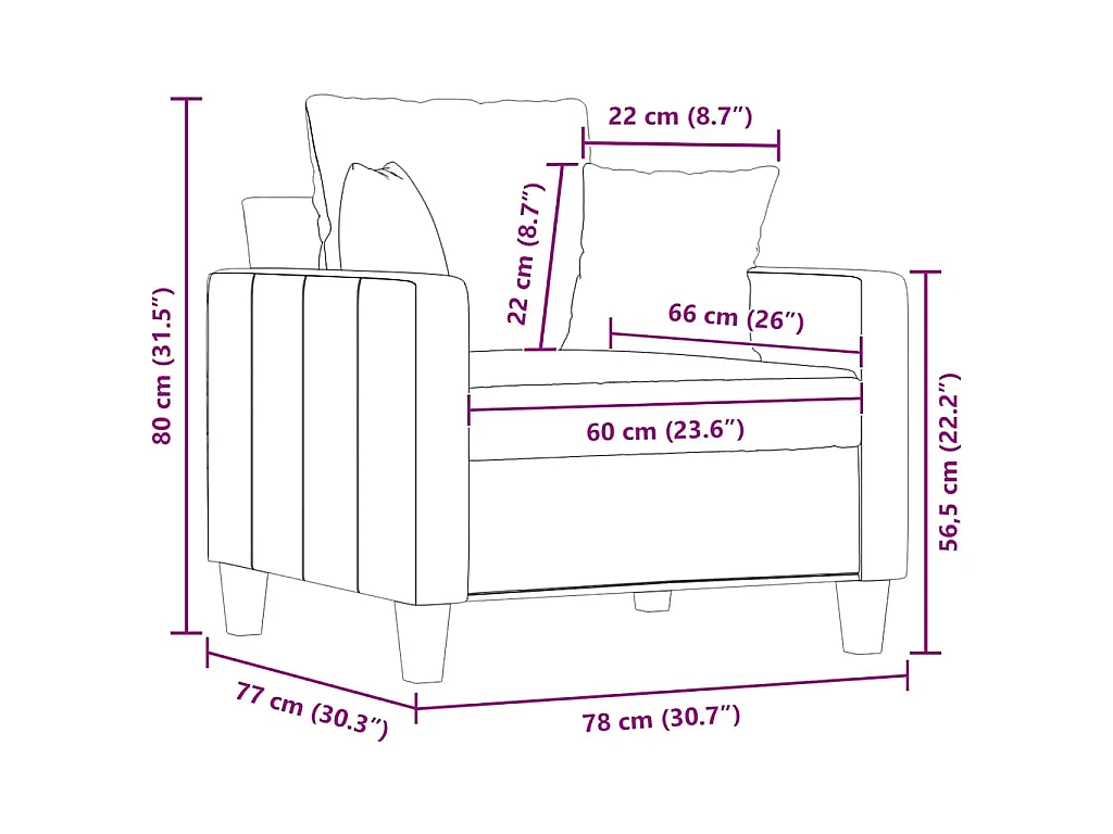 Fauteuil Gris foncé 60 cm Tissu