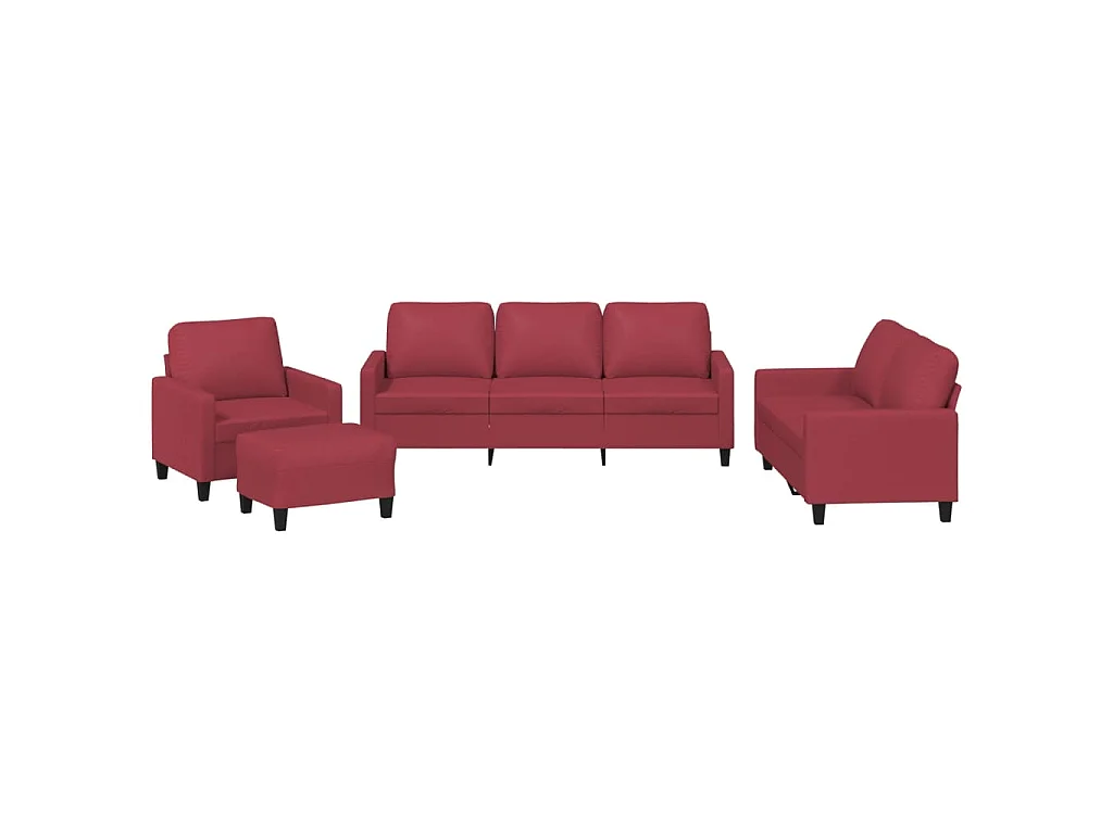 Ensemble de canapés 4 pcs et coussins Rouge bordeaux Similicuir