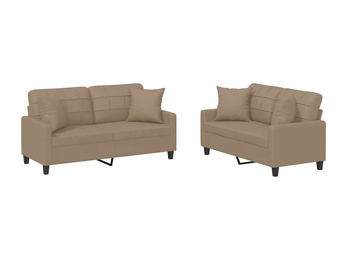 Ensemble de canapés 2 pcs avec coussins cappuccino similicuir