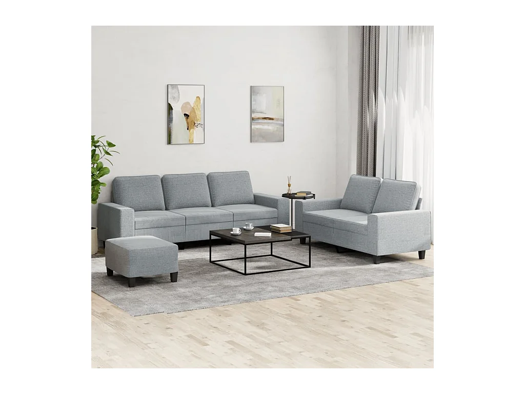 Ensemble de canapés 3 pcs gris clair tissu