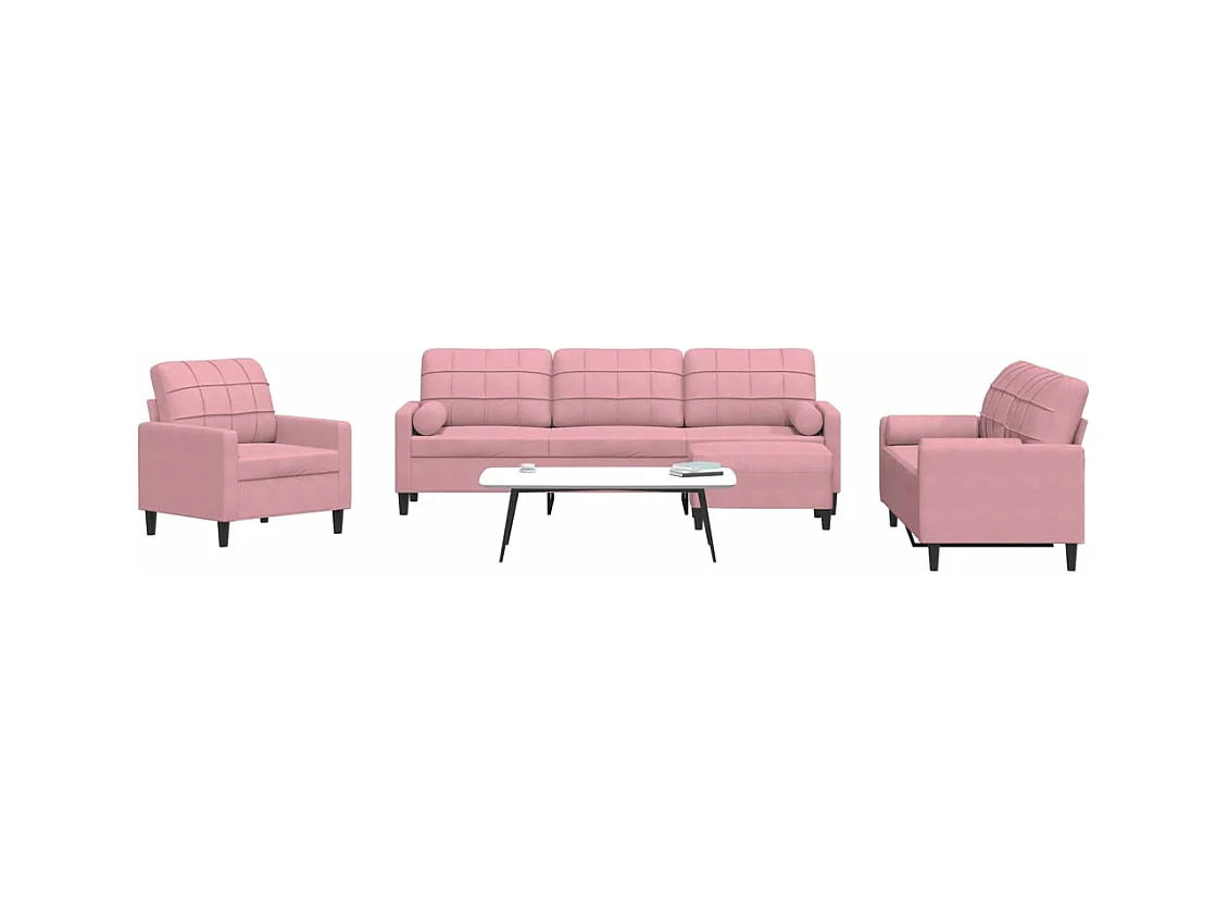 4-delige Loungeset met kussens en bolsters fluweel roze