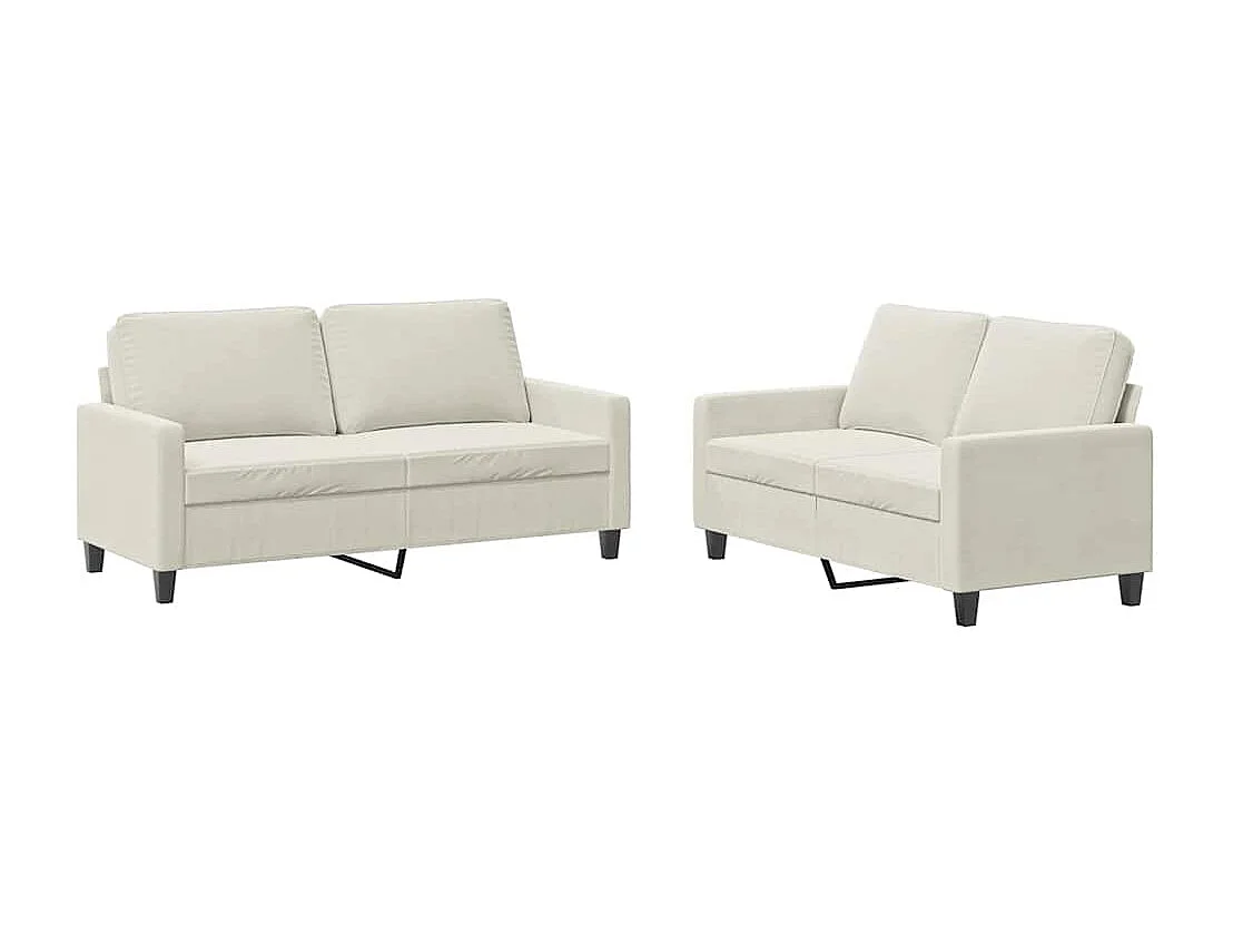 Ensemble de canapés 2 pcs avec coussins Crème Velours