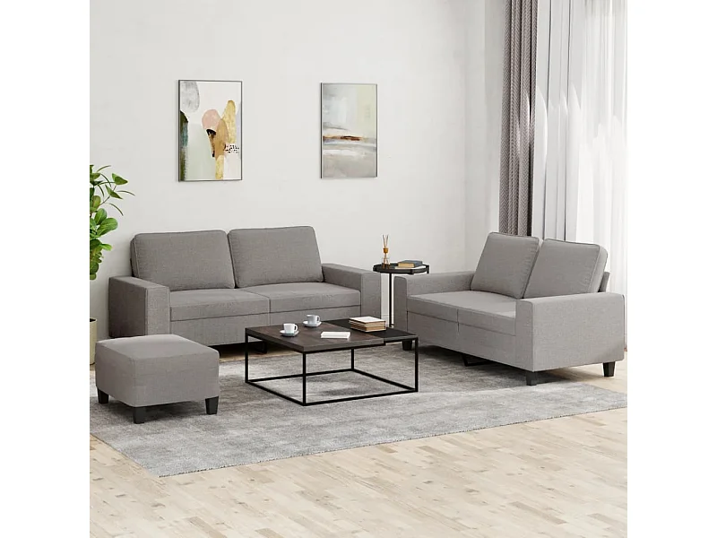 3-tlg. Sofagarnitur Taupe Stoff