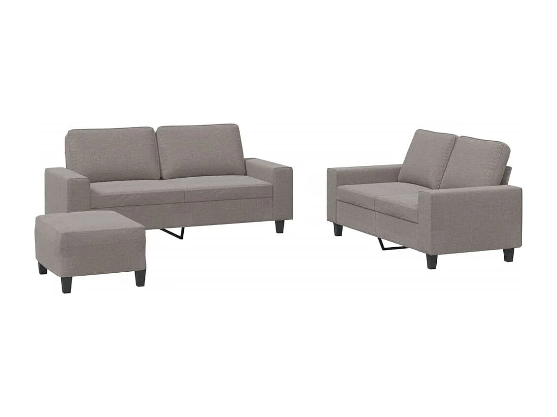 3 pcs conjunto de sofás tecido cinzento-acastanhado