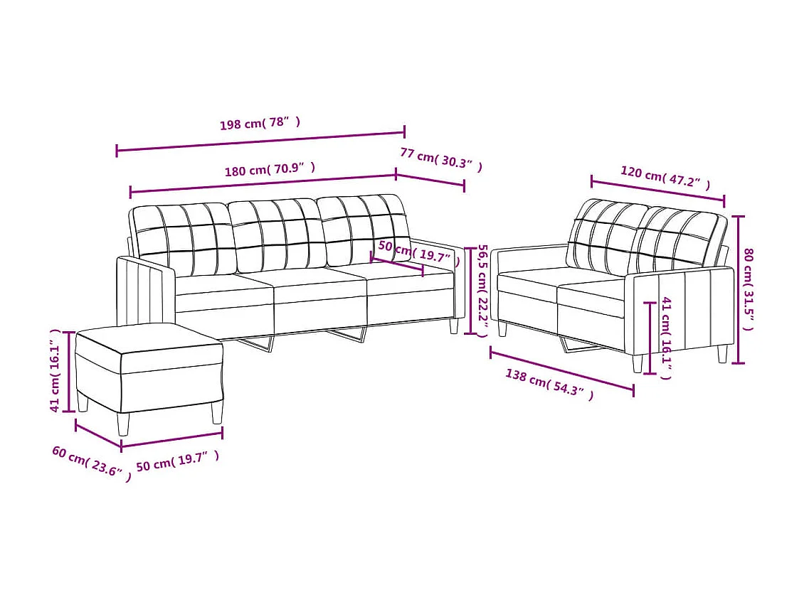 Ensemble de canapés 3 pcs avec coussins Gris foncé Tissu